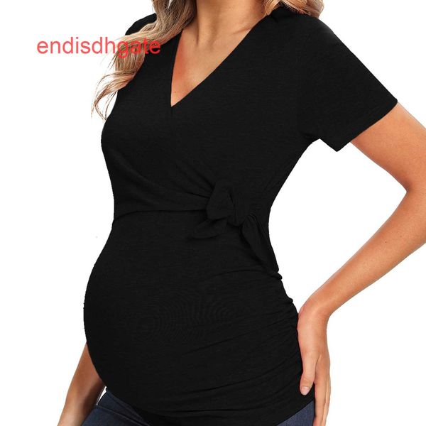 

knotted spring 2021 new women's short sleeve for pregnant women, Black;white