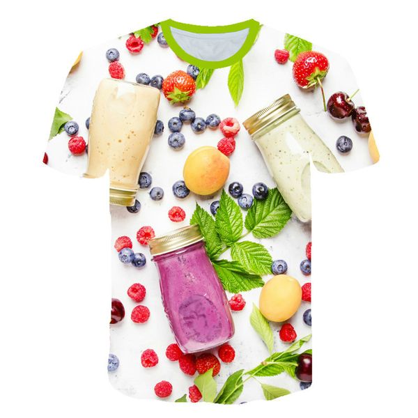 

fashionable 3d fruit printed t-shirt boys and girls personalized short sleeve clothing childrens casual t-shirt, Blue