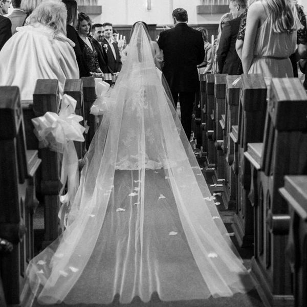 

selling one layer wedding accessories with comb 3m bridal veils lace applique edge wedding veil, Black