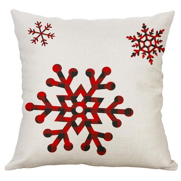 

cushion/decorative pillow cotton linen christmas case snowflake snowman reindeer printed navidad cushion cover happy year 2021