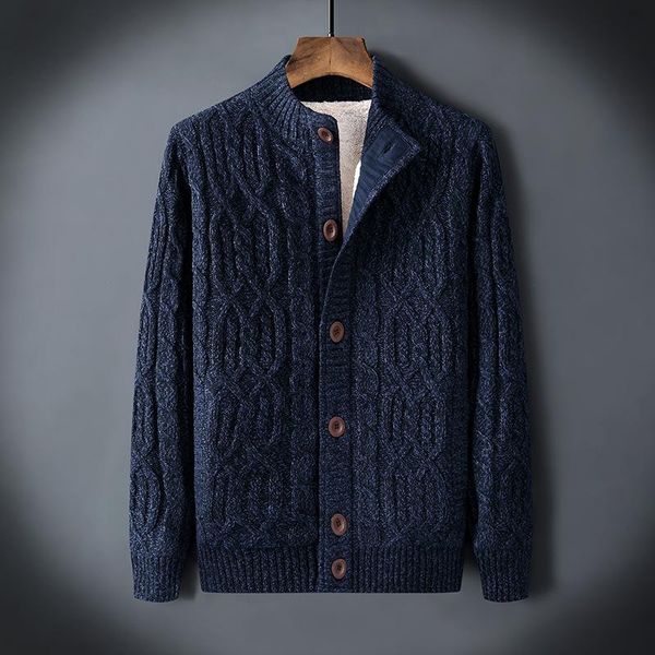 

men's sweaters 2021 arrival fashion thick large cardigan sweater youth coat mandarin collar computer knitted size  l xl 2xl 3xl, White;black