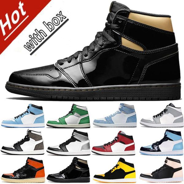 

with box retro boy men women jumpman 1 1s high basketball shoes unc university blue zoom fearless obsidian rroyal toe mens womens sport trai