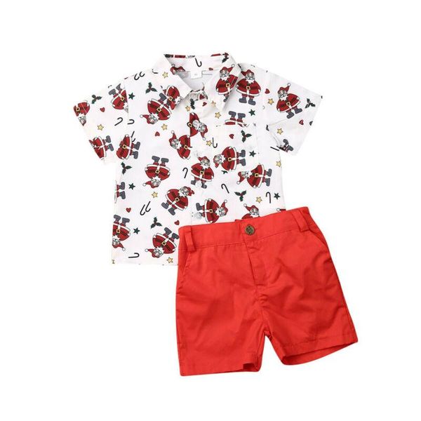 

clothing sets 2pcs toddler baby boys christmas outfit 1-6y kids short sleeve santa shirt pants shorts xmas clothes 2021, White