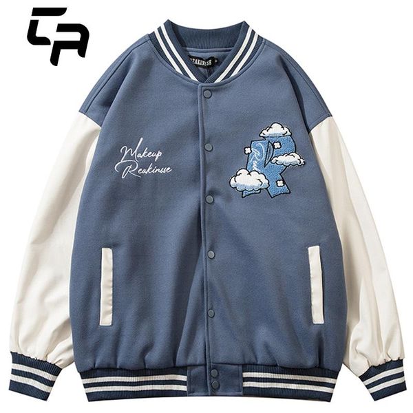

men's jackets men women fashion varsity jacket patchwork color block bomber 2021 winter streetwear college style baseball unisex, Black;brown