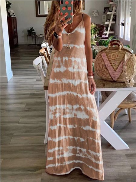 

2021 new robe summer deep v-neck spaghetti strap loose long gradient elegant casual women maxi vestidos plus size fgd0, Black;gray