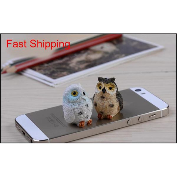 

cute owls animal figurines resin miniatures figurine craft bonsai pots home fairy garden ornament decorati qylczj beauty888, Silver
