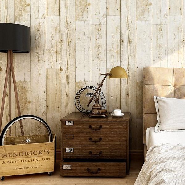 

wallpapers 3d retro imitation wood grain waterproof pvc instant wallpaper restaurant bedroom background wall dormitory