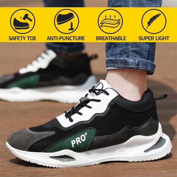 

work safety shoes men steel toe anti-smashing anti-puncture soft light comfortable protective boot sneaker 211009, Black;brown