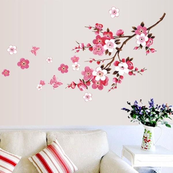 

wall stickers beautiful sakura living bedroom decorations diy flowers plant home decals mural arts poster