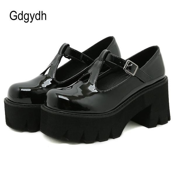 

dress shoes gdgydh heart shaped mary janes women platform patent leather student college uniform girls lolita jk plus size 42, Black