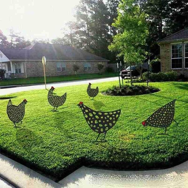 

rooster hen acrylic animal stakes garden silhouette yard art chicken sculpture statue ornaments lawn outdoor decor chicken yard art yl0289