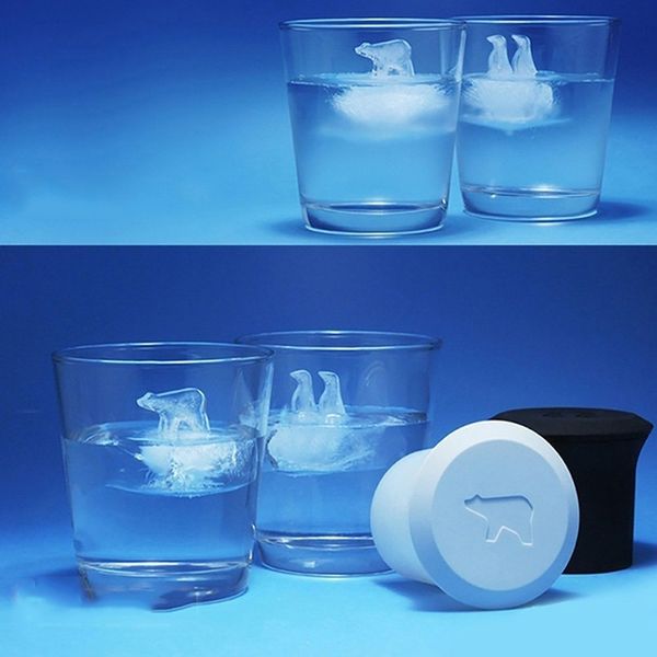 

silicone ice maker polar bear penguin ice tray 3d penguin polar bear mold diy kitchen tools chocolate mold bar whiskey ice cubes