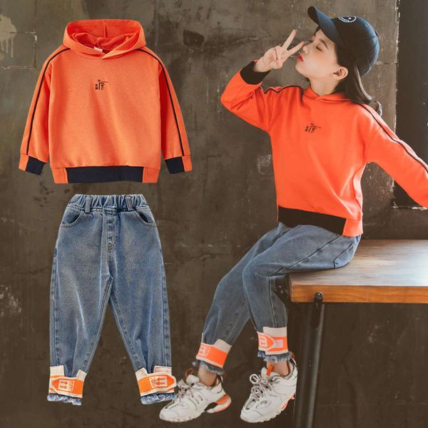 

2020 children's new girls' spring suit white hooded sweater