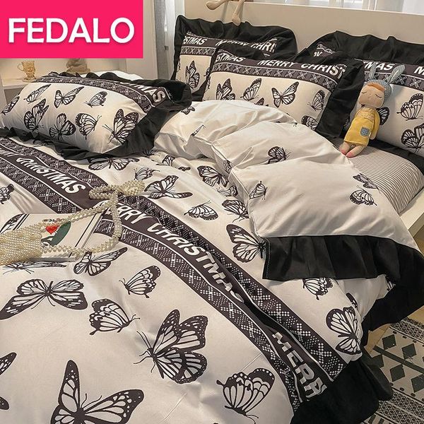 

bedding sets simple color bed four-piece set, home textile bedroom 4-piece lace washed quilt cover, sheet pillowcase, 3-piece set