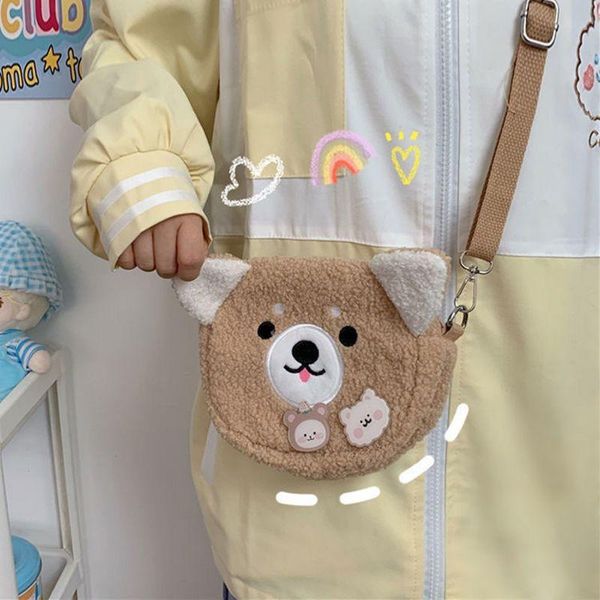 

waist bags korean cartoon cute plush messenger bag girl japanese retro fanny pack for women crossbody goth