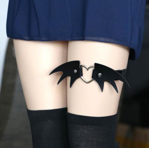 

womens elasticity harnas heart been chain belts cosplay spike elastic dij ring garter 4 colors, Black;white