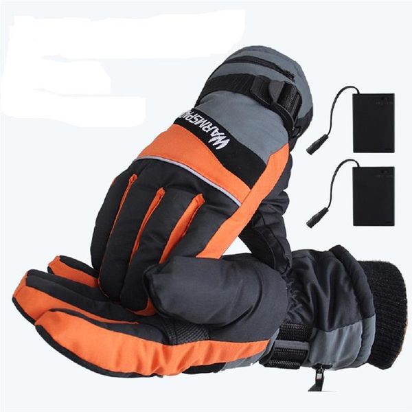 

cycling gloves outdoor winter heated waterproof thermal resistant battery powered heating non-slip warm riding skiing hiking, Black