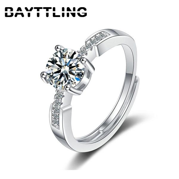 

cluster rings bayttling 925 sterling silver ring fashion cz zircon for woman wedding valentine's day jewelry gifts, Golden;silver