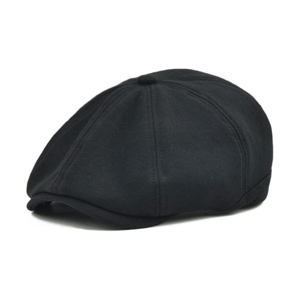 sboy Cappelli Sboy VOBOOM Berretto piatto in cotone nero di grandi dimensioni Berretto Boina Cabbie Driver Golf Uomo Donna 8 pannelli Fascia elastica Duckbill Ivy 321