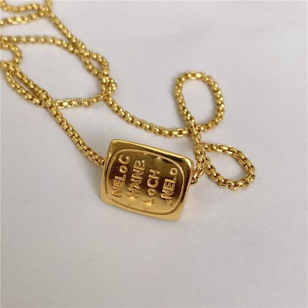 

pendant necklaces ins mid ages vintage french golden advanced letter triangle necklace luxury punk wild temperament minimalist clavicle chai, Silver