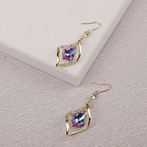 

korean fashion opal high sense earrings ins style zircon bow tassel, Golden