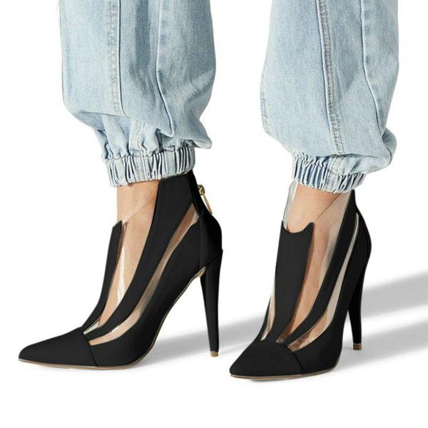 

boots fashion women shoes spring and autumn ladies high heels translucent stiletto single black white apricot