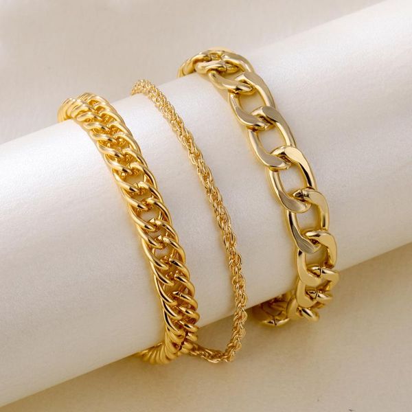 

link, chain punk metal bracelet for women multilayer personality anklet jewelry creative retro simple accessories 2021 trend set gold, Black