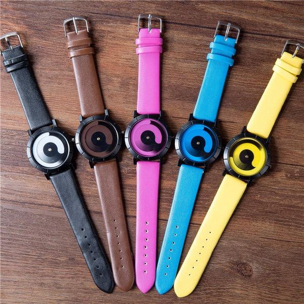 

wristwatches creative rotation men watches 2021 sports leather strap quartz watch fashion male young man unisex, Slivery;brown