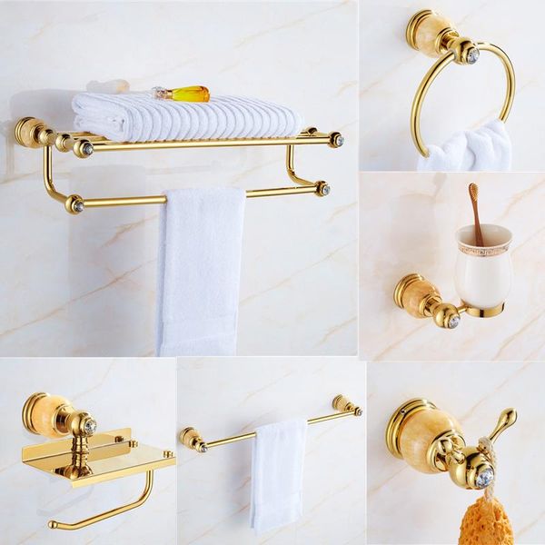 

bath accessory set europe gold copper jade bathroom accessories hiair dryer rack toilet paper holder ceramic soap dish marble phone shelf