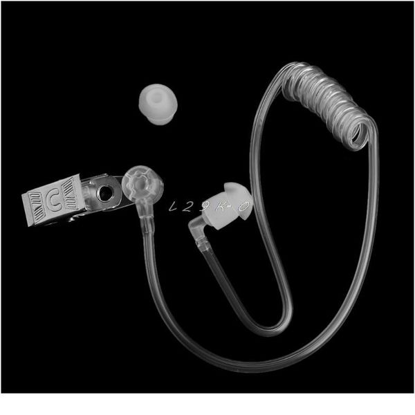 

replacement transparent coil acoustic air tube earplug with metal clip for two-way radio walkie talkie earpiece qylsiy