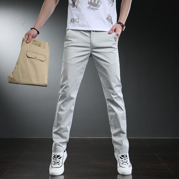 

2021 spring summer new men straight thin casual pants business classic stretch fashion trousers male brand clothes, Black