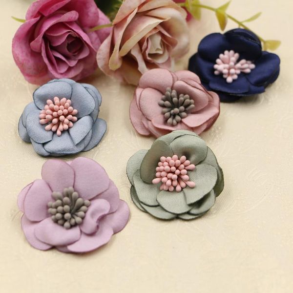 

hair clips & barrettes wholesale silk fabric flower diy jewelry accessories material 30pcs 10pcs garment shoes handbag floral patch sticker, Golden;silver