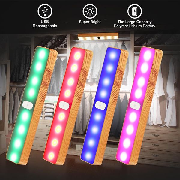 

led colorful night light usb rechargeable touch corridor cabinet wardrobe closet cabinet creative magnetic beside outdoor lamp