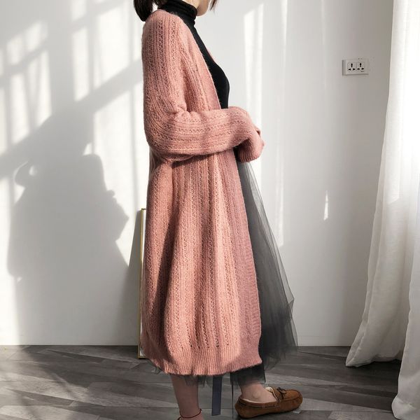 

2021 new autumn winter sleeve loose knitting cardigans coat long sweater jumper cape casaco feminino women poncho wido, White;black