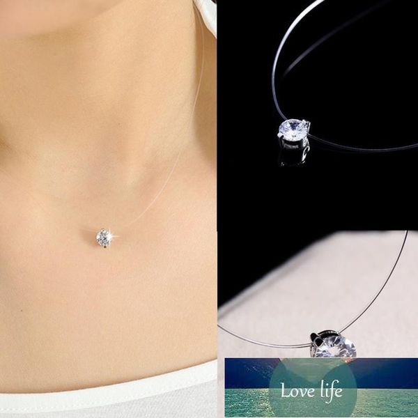 Girocollo Invisibile Linea di pesce Collana di cristallo Pendenti Collo Zircone Donna Clavicola Catena Lady Feminino Collare Prezzo di fabbrica design esperto Qualità Ultimo stile