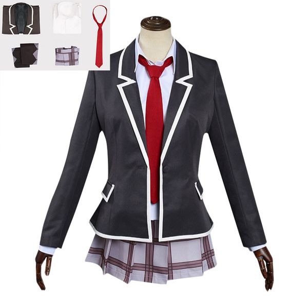 

anime costumes anime high rise invasion mayuko nise cosplay costume blonde wig tenkuu shinpan school girl uniform skirt set women carnival s, Black