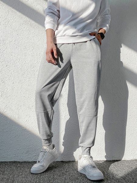

men drawstring waist slant pocket sweatpants r6xr#, Black
