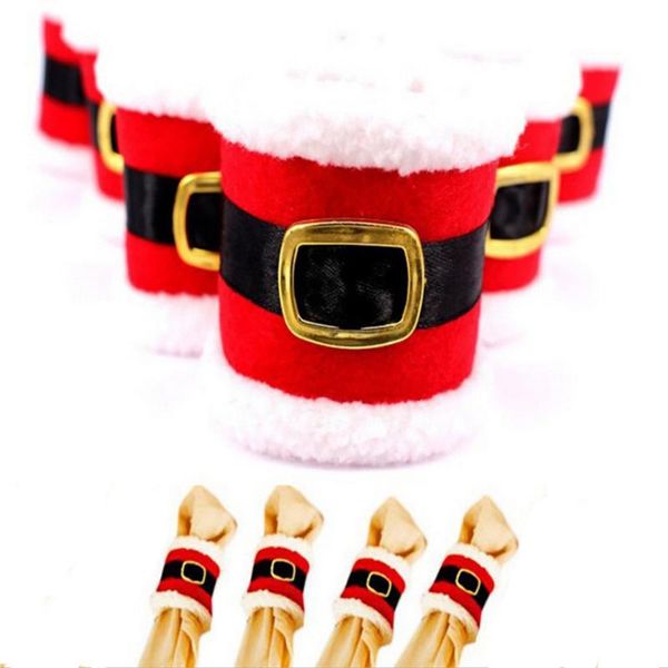 

napkin rings christmas belt buckle set table decoration 4pcs for home santa clause merry party decorations