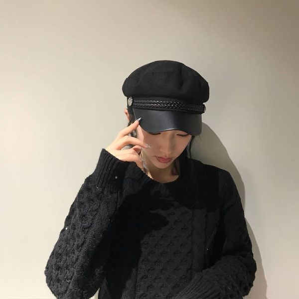 

berets women hat beret caps for men black autumn and winter england retro all-match woolen navy italia, Blue;gray
