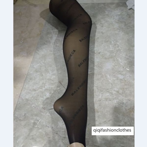 Socken Legging Sommer dünner Stil schwarz leicht geschnitten Seide B Brief Paris Print Strumpfhosen Sexy Base