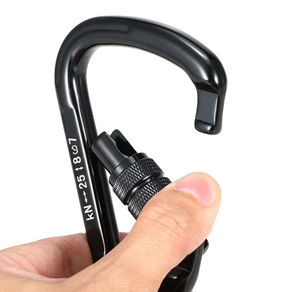 

cords, slings and webbing 2pcs 25kn quick clip climbing equipment backpacking rappelling screw auto locking gate carabiner snag d-shape