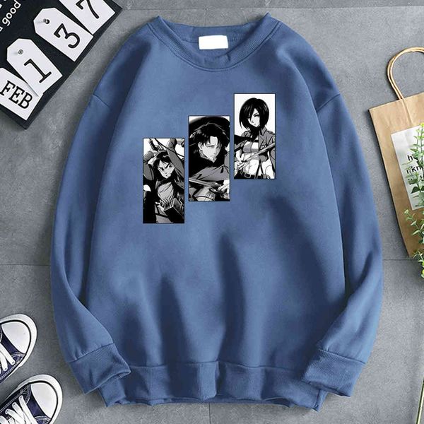

men's hooded sweatshirt, harajuku attack titan with animated graphics, loose casual cloth, polar lining in winter, Black