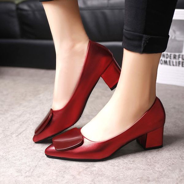 

dress shoes fashion pu leather high heels women pumps pointed toe work pump stiletto woman wedding office career elegant, Black