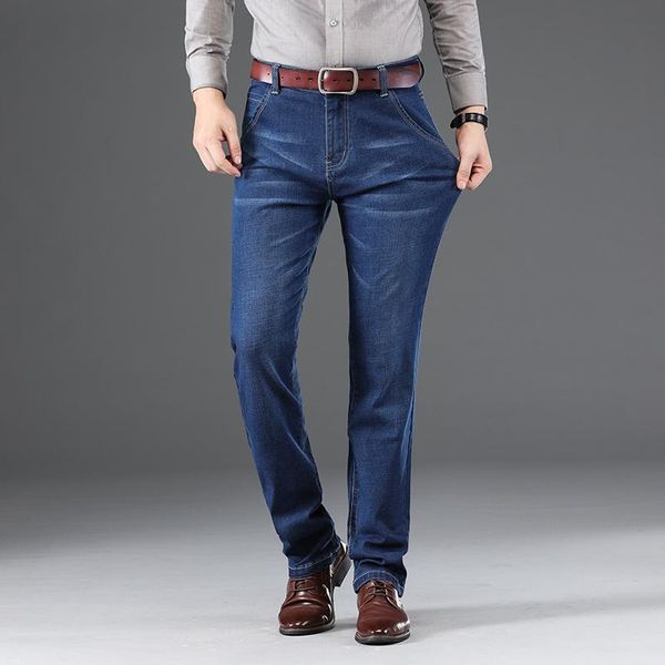 

spring autumn new men's classic blue black slim-fit jeans business cotton elastic regular fit denim pants male brand trouser