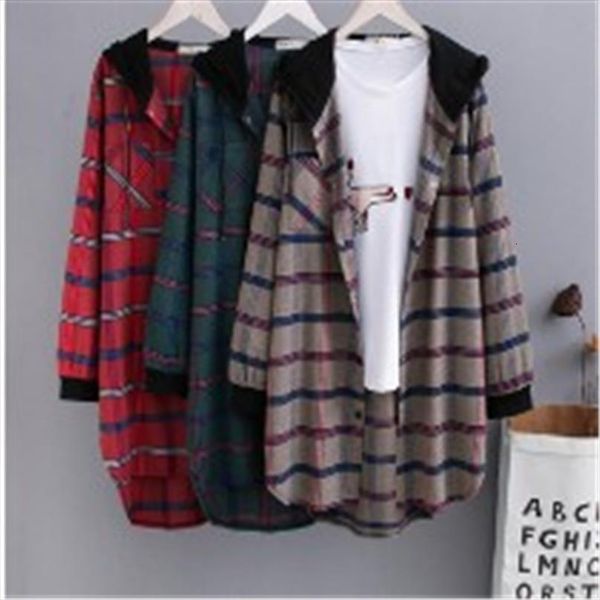 

3xl 6xl spring women shirts plus size coat long sleeve plaid hoodie, White