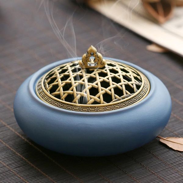

fragrance lamps creative incense burner with lid vintage coil holder aroma censer house accessories feng shui decoration crafts