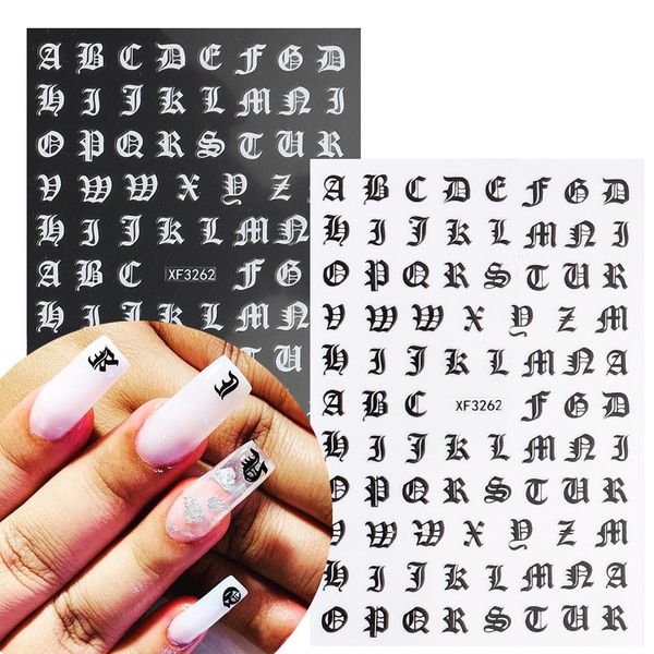

3d symbolic number nail art stickers decoration manicure mixed color butterfly star heart self-adhesive diy nails tips sticker, Black