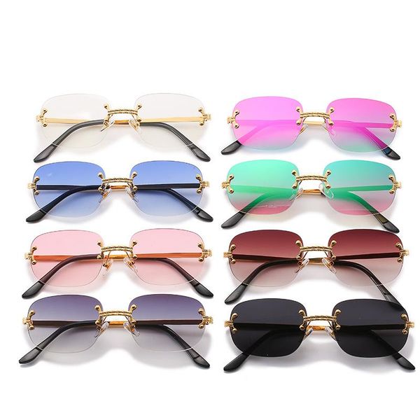 

sunglasses keikesweet desiger vintage fashion women men shades rimless gradient sun glasses party top, White;black