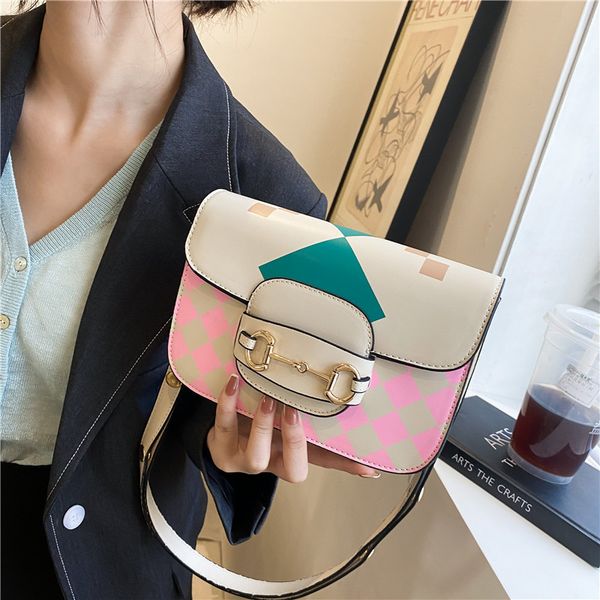

new fashion printed single shoulder diagonal summer style lattice storage mobile phone bag purses outlet