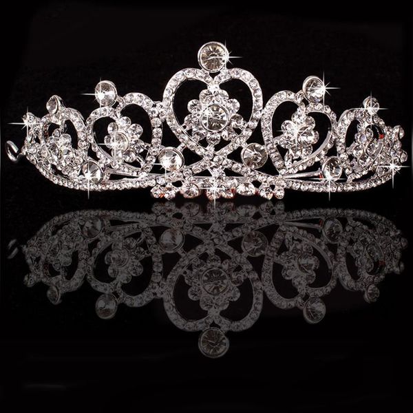 

hair clips & barrettes bridal princess crystal rhinestone tiara wedding prom crown comb veil headband, Golden;silver